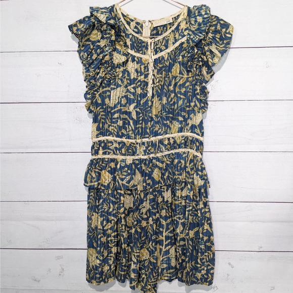 Ulla Johnson Endah Cotton Floral Print Ruffle Playsuit Romper Women's Size 6 - Picture 5 of 16